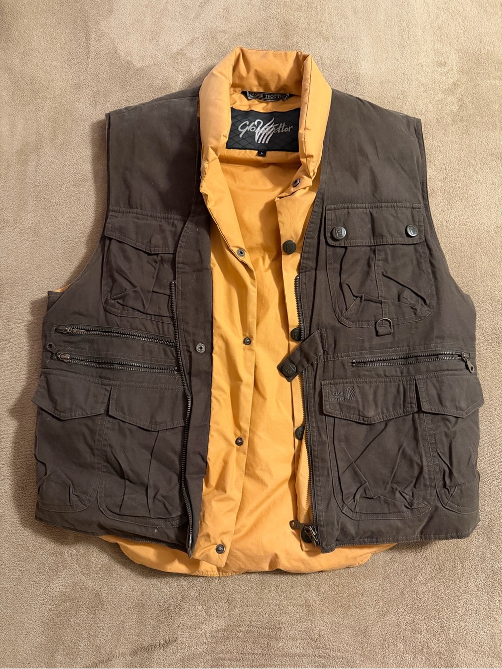 GO HETTER Men's Two-Tone Utility Vest — Yellow & Brown
